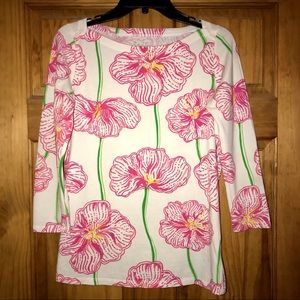 Lilly Pulitzer Floral 3/4 Sleeve Shirt